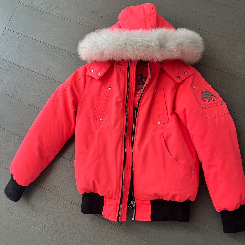 Kids Moose Knuckles Bomber Jacket Coral Size M